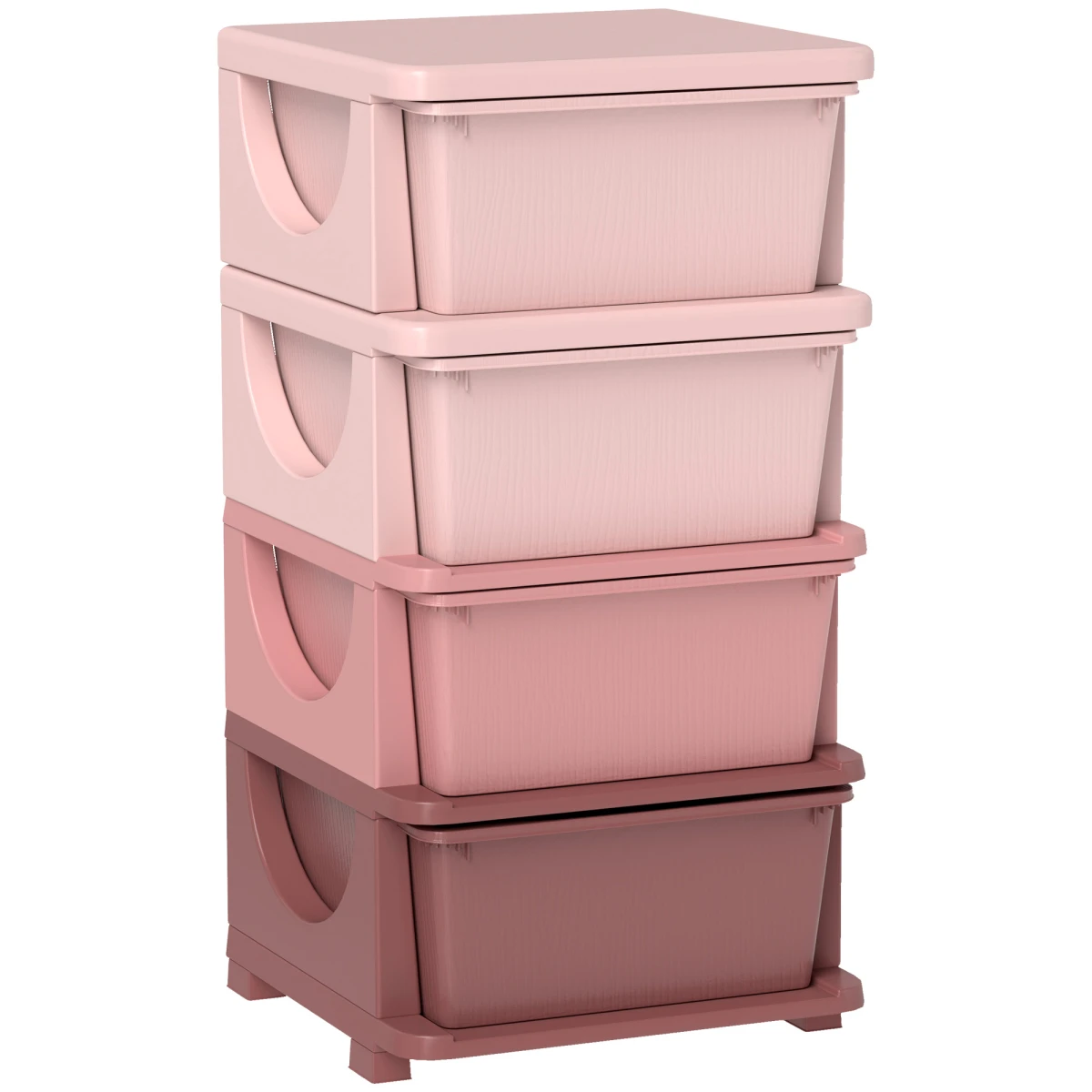 HOMCOM HOMCOM Kids Storage Tower 4 Tier Dresser With Removable Drawers And Safe Rounded Edges Blue - Chest of Drawers