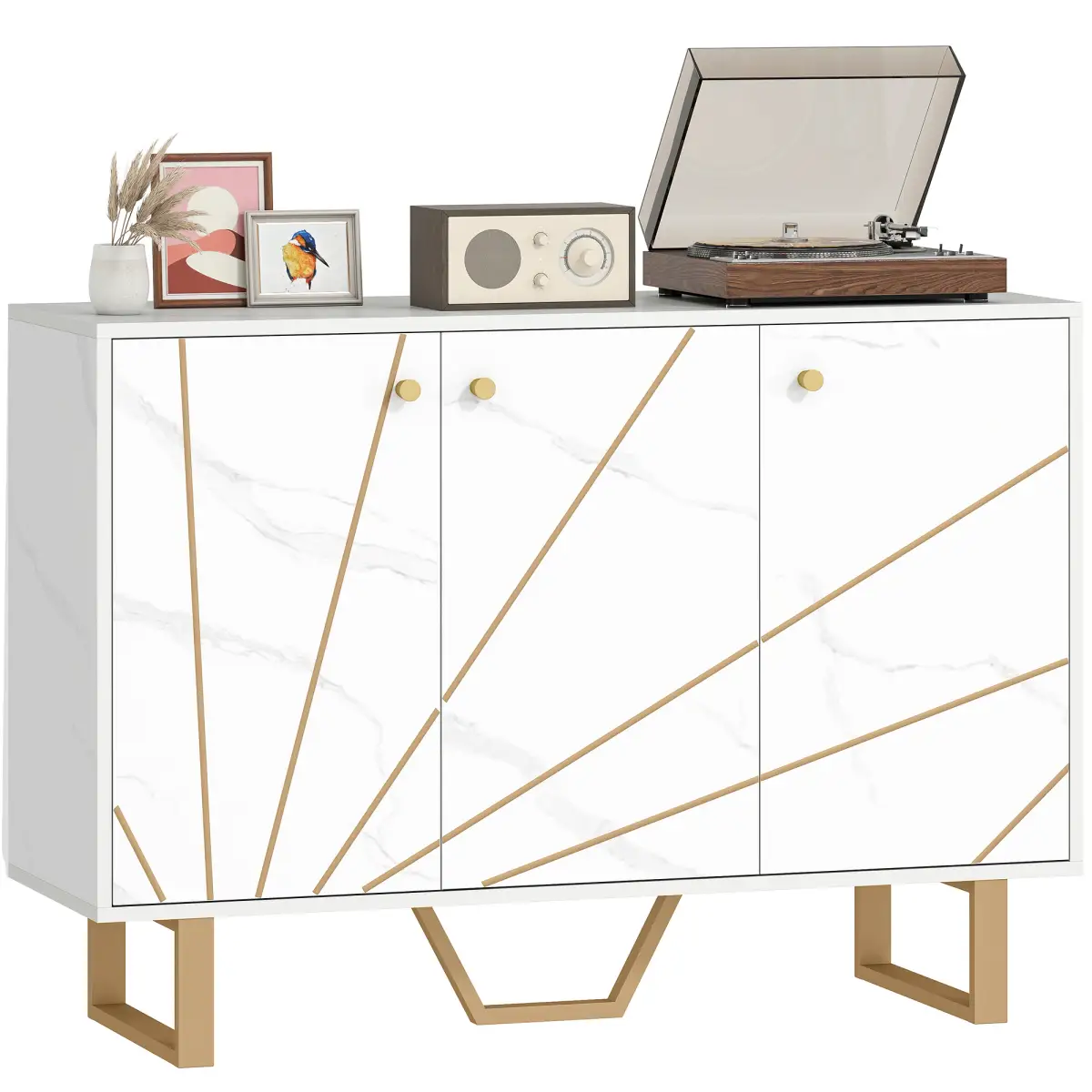 HOMCOM HOMCOM Sideboard Storage Cupboard with Metal Legs for Living Room - Sideboard
