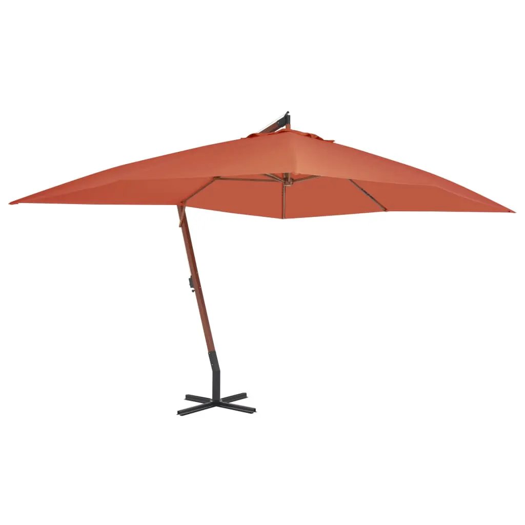 vidaXL vidaXL Hanging Garden Parasol with Wooden Pole 400x300 cm Black - Parasol