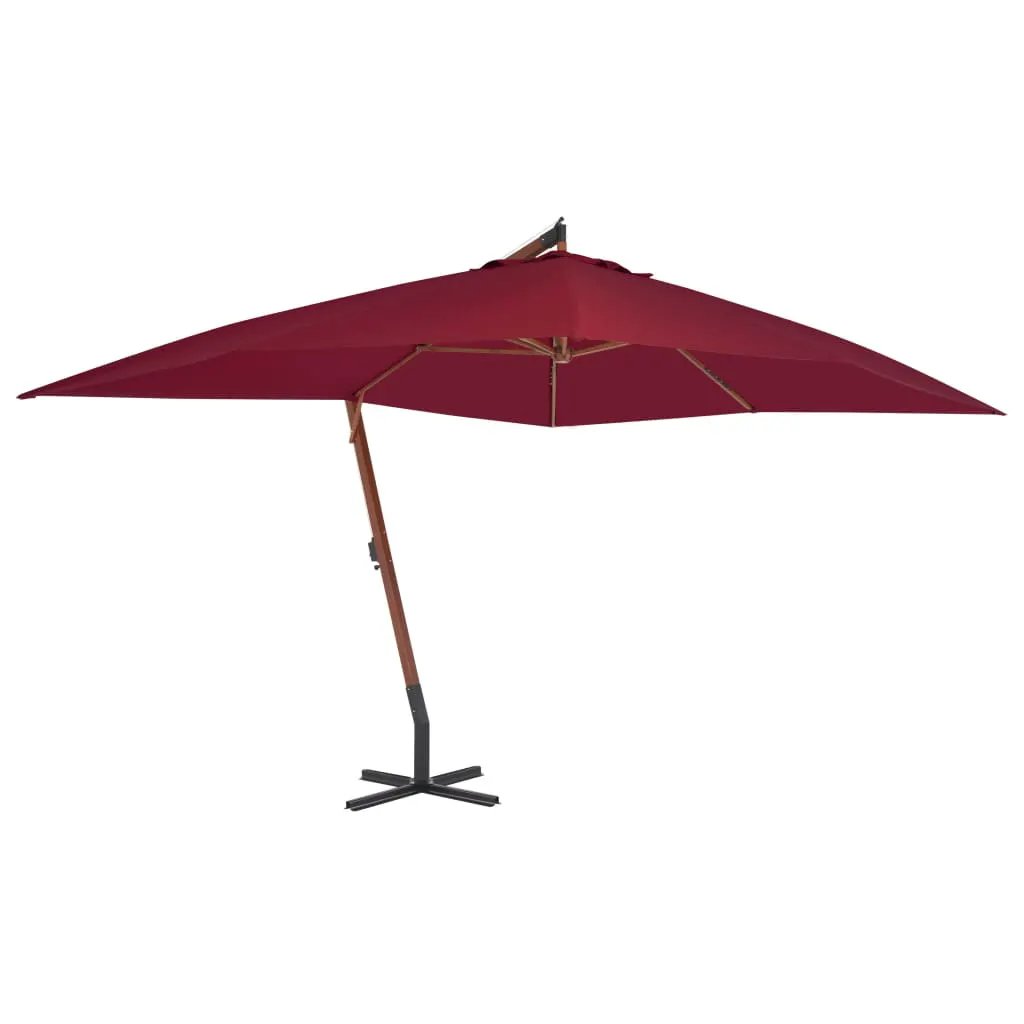 vidaXL vidaXL Hanging Garden Parasol with Wooden Pole 400x300 cm Black - Parasol