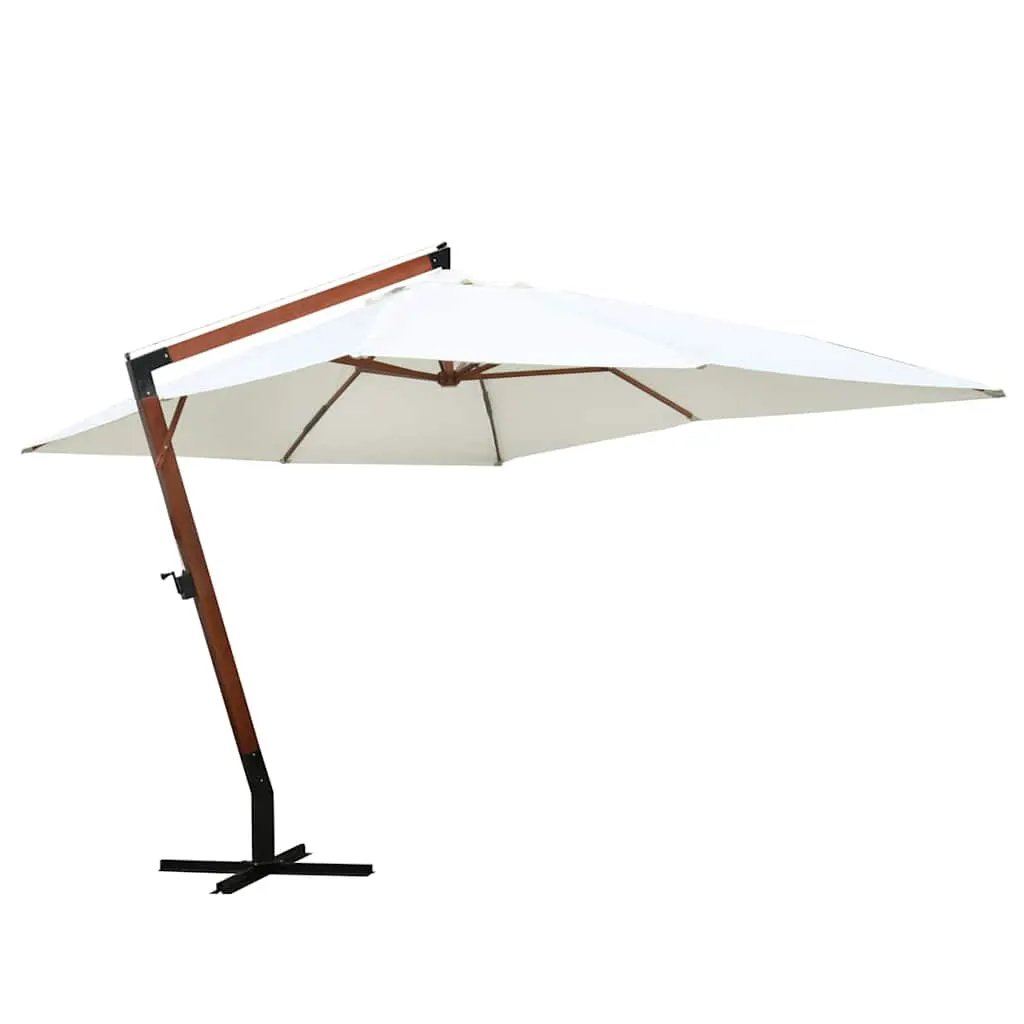 vidaXL vidaXL Hanging Garden Parasol with Wooden Pole 400x300 cm Black - Parasol