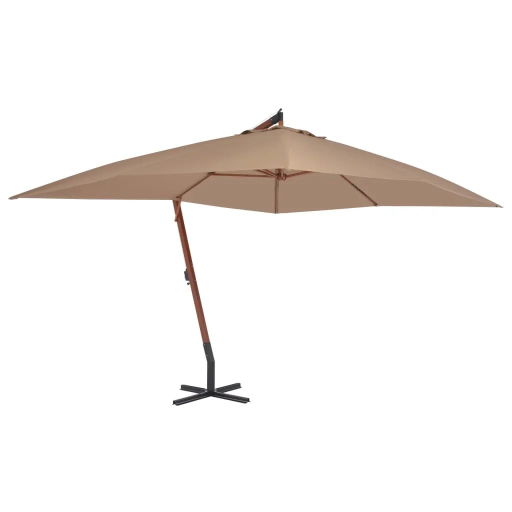 vidaXL vidaXL Hanging Garden Parasol with Wooden Pole 400x300 cm Black - Parasol