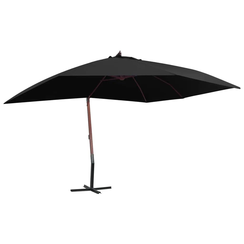 vidaXL vidaXL Hanging Garden Parasol with Wooden Pole 400x300 cm Black - Parasol