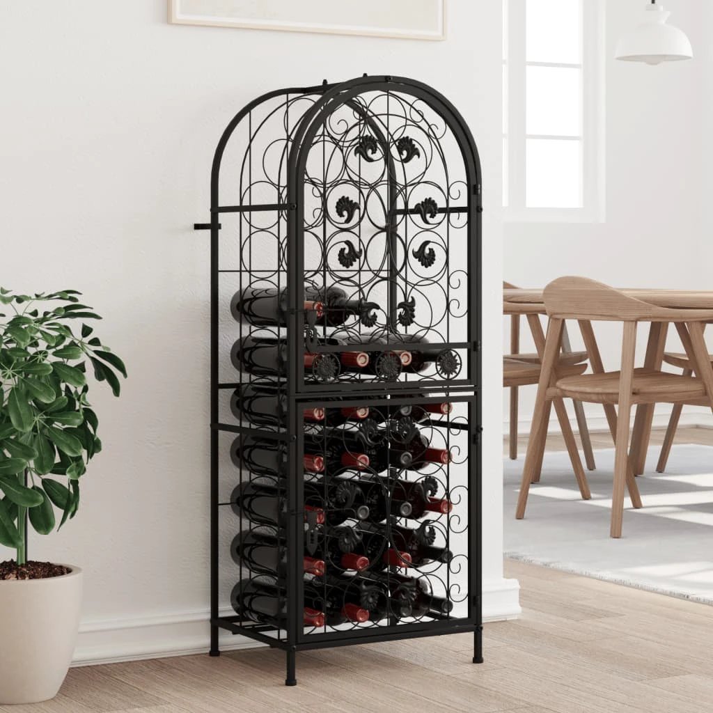 vidaXL vidaXL Wine Rack for 41 Bottles Black 45x36x120 cm Wrought Iron - Wine Rack