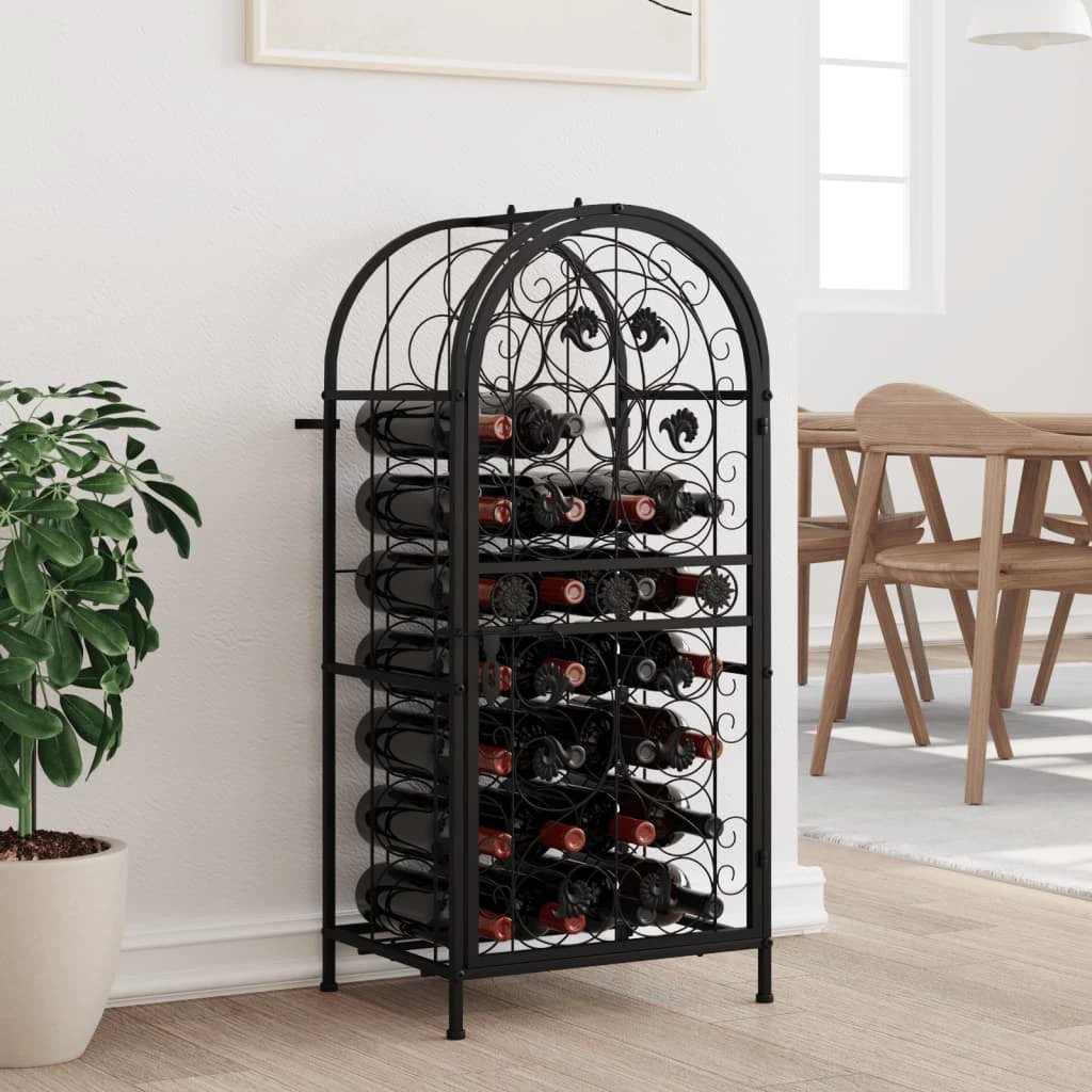 vidaXL vidaXL Wine Rack for 41 Bottles Black 45x36x120 cm Wrought Iron - Wine Rack