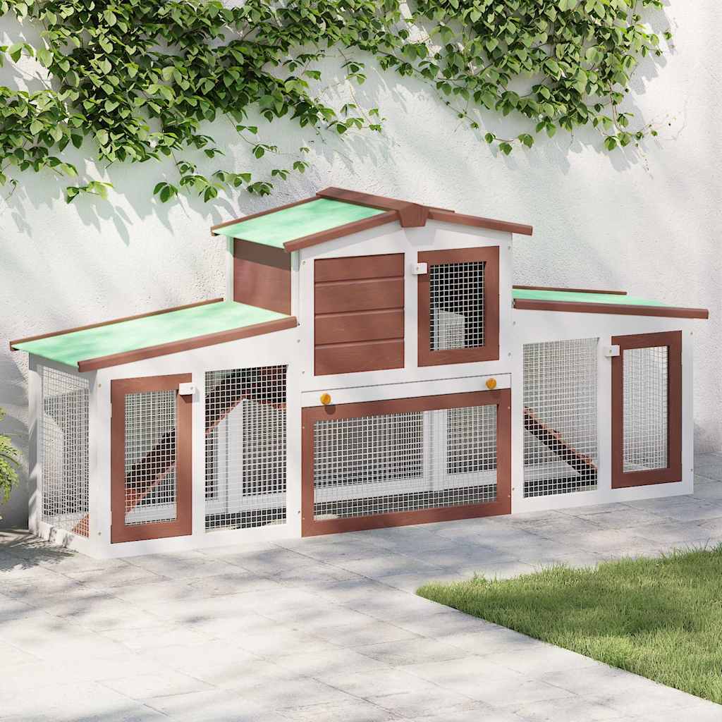 vidaXL Large Rabbit Hutch Small Animal House Pet Cage with Roofs Wood - from vidaXL