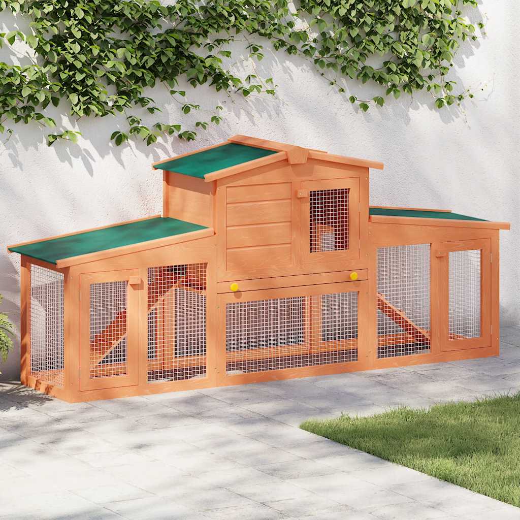 vidaXL Large Rabbit Hutch Small Animal House Pet Cage with Roofs Wood - from vidaXL
