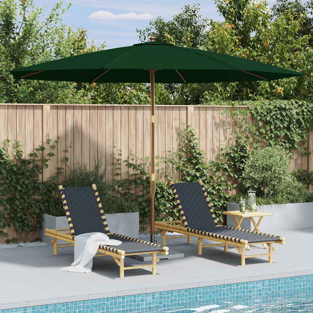 vidaXL vidaXL Garden Parasol with Wooden Pole 350 cm Black - Parasol