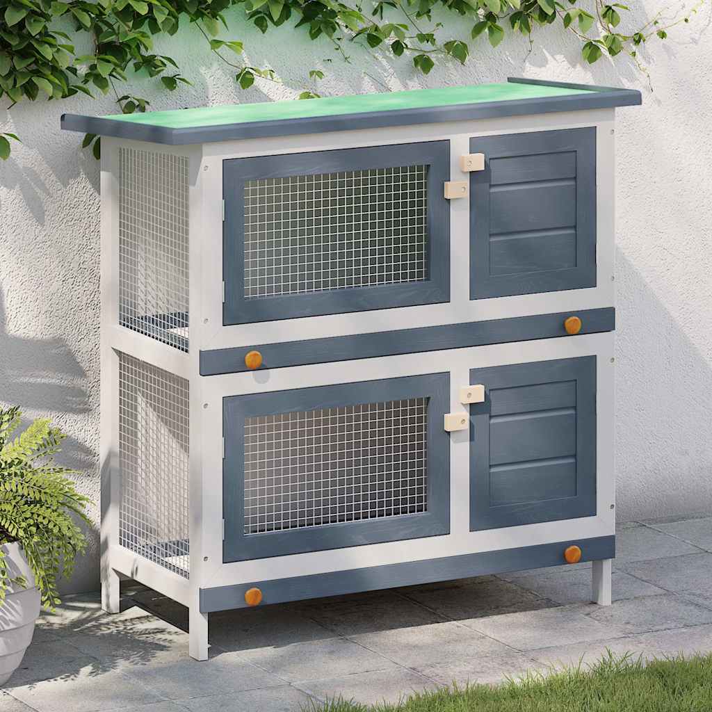 vidaXL Outdoor Rabbit Hutch Small Animal House Pet Cage 4 Doors Wood - from vidaXL