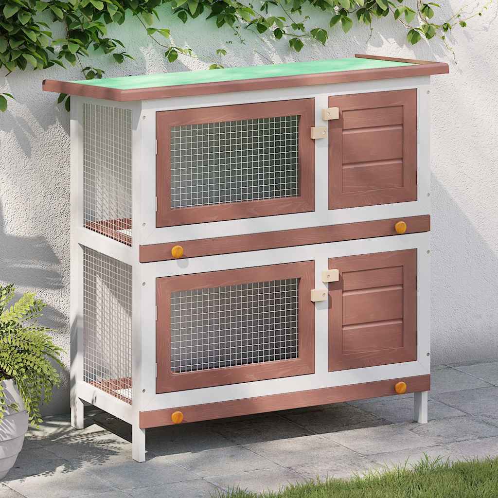 vidaXL Outdoor Rabbit Hutch Small Animal House Pet Cage 4 Doors Wood - from vidaXL
