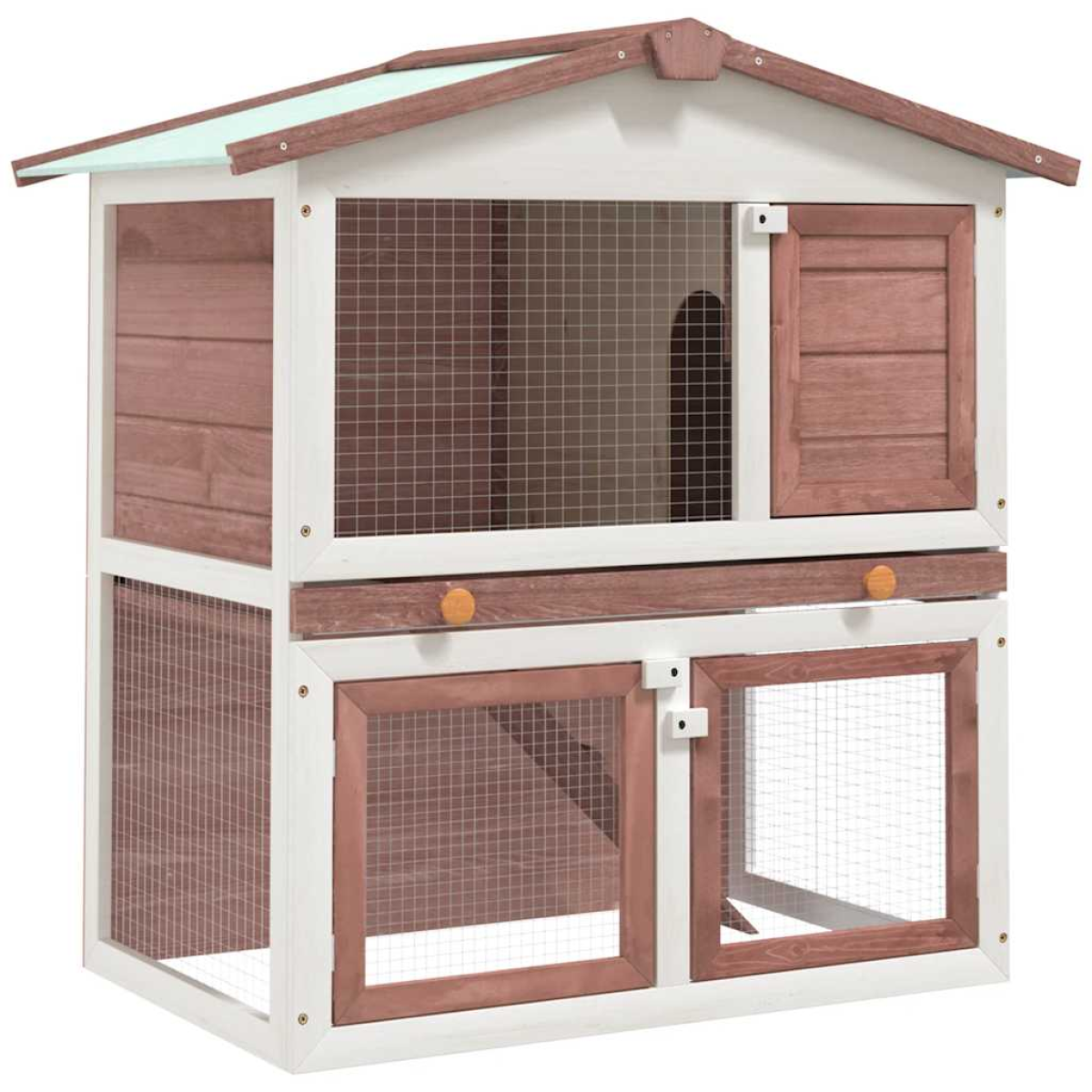 vidaXL Outdoor Rabbit Hutch Small Animal House Pet Cage 3 Doors Wood - from vidaXL