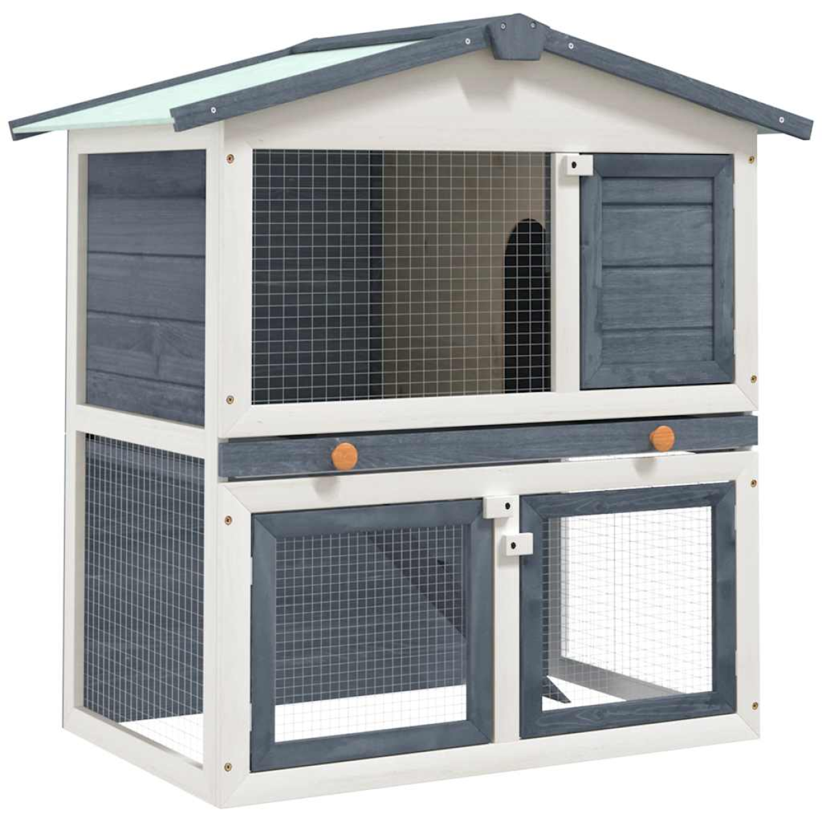 vidaXL Outdoor Rabbit Hutch Small Animal House Pet Cage 3 Doors Wood - from vidaXL