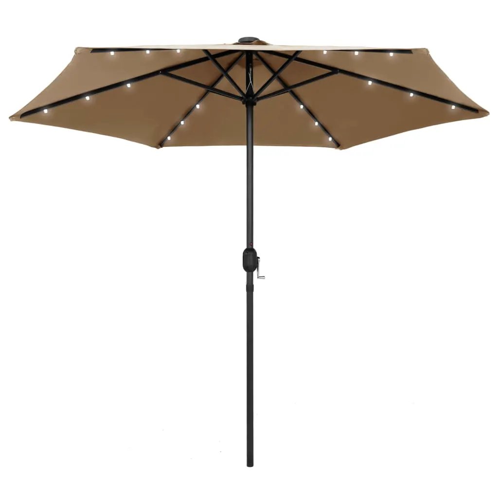vidaXL vidaXL Garden Parasol with LED Lights and Aluminium Pole 270 cm Sand White - Parasol