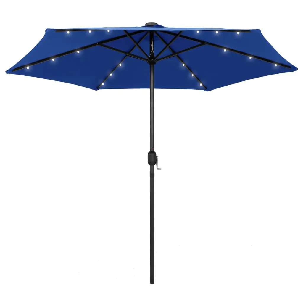 vidaXL vidaXL Garden Parasol with LED Lights and Aluminium Pole 270 cm Sand White - Parasol