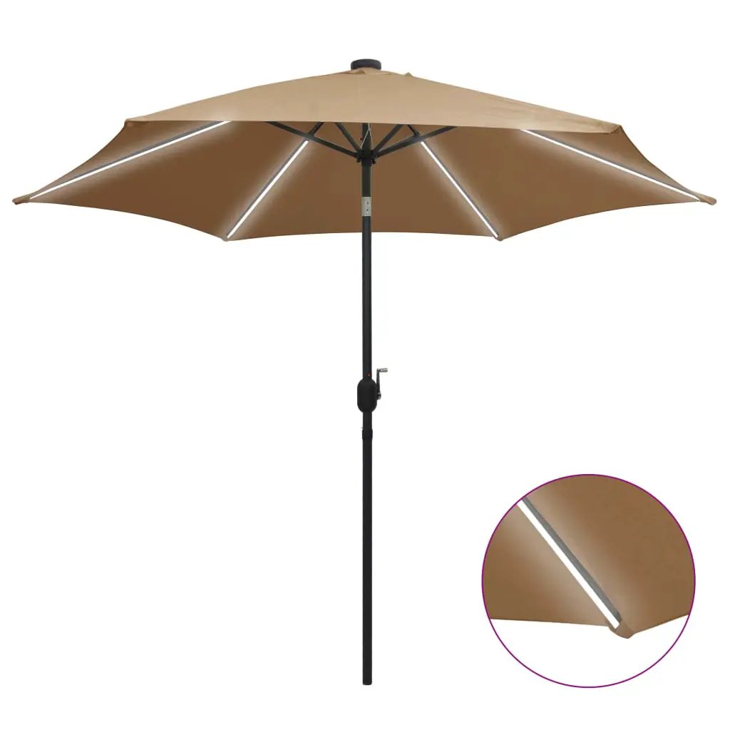 vidaXL vidaXL Garden Parasol with LED Lights and Aluminium Pole 300 cm Green - Parasol