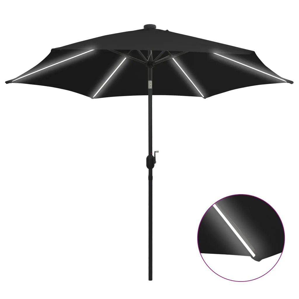 vidaXL vidaXL Garden Parasol with LED Lights and Aluminium Pole 300 cm Green - Parasol