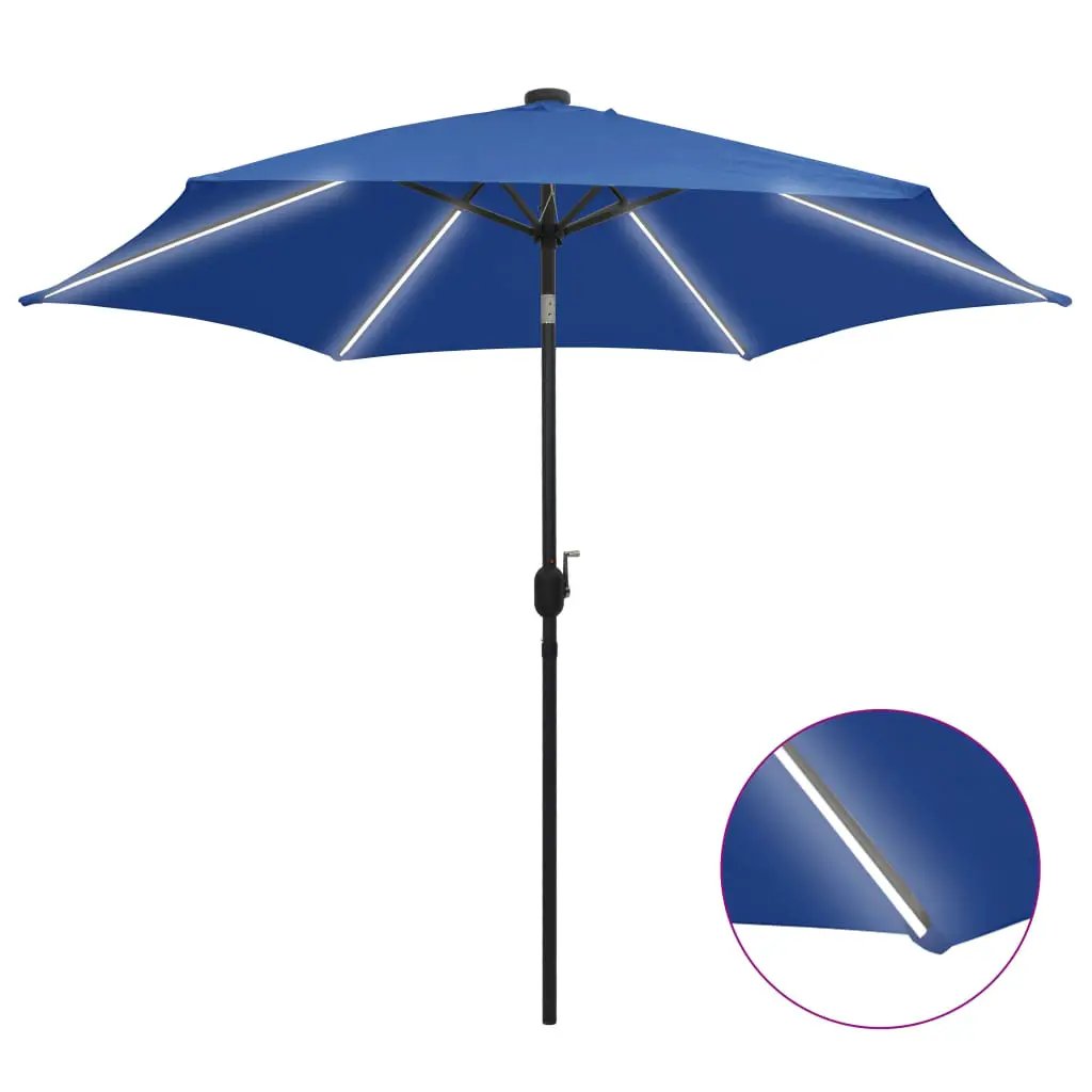 vidaXL vidaXL Garden Parasol with LED Lights and Aluminium Pole 300 cm Green - Parasol