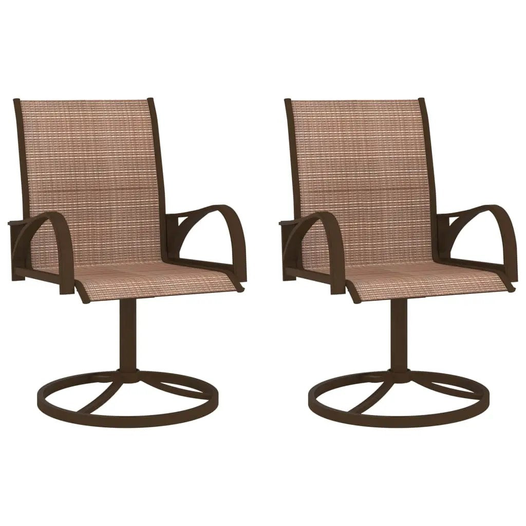 vidaXL vidaXL Garden Swivel Chairs 2 pcs Textilene and Steel Brown - Garden Chairs
