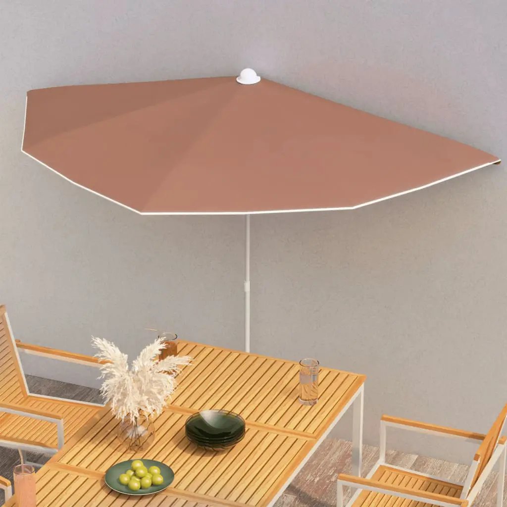 vidaXL vidaXL Garden Half Parasol with Pole 180x90 cm Sand - Parasol