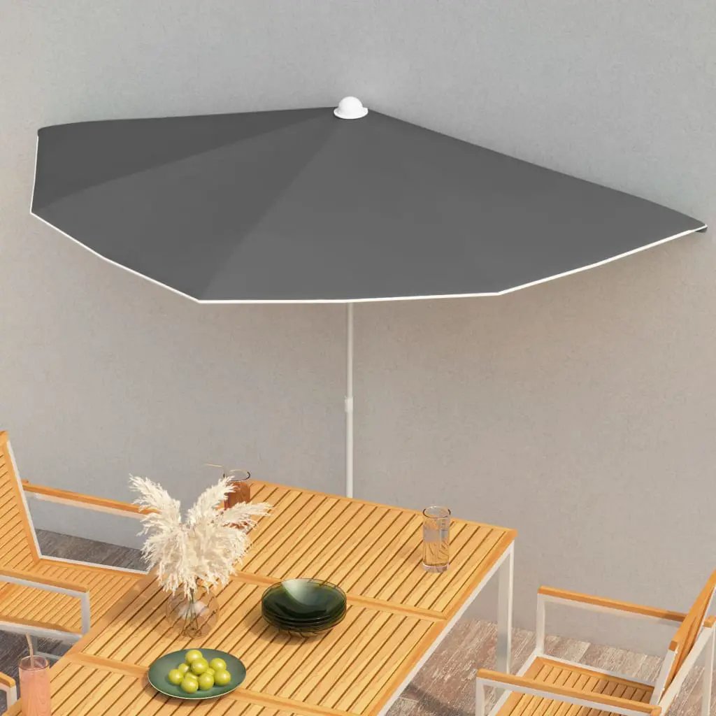 vidaXL vidaXL Garden Half Parasol with Pole 180x90 cm Sand - Parasol