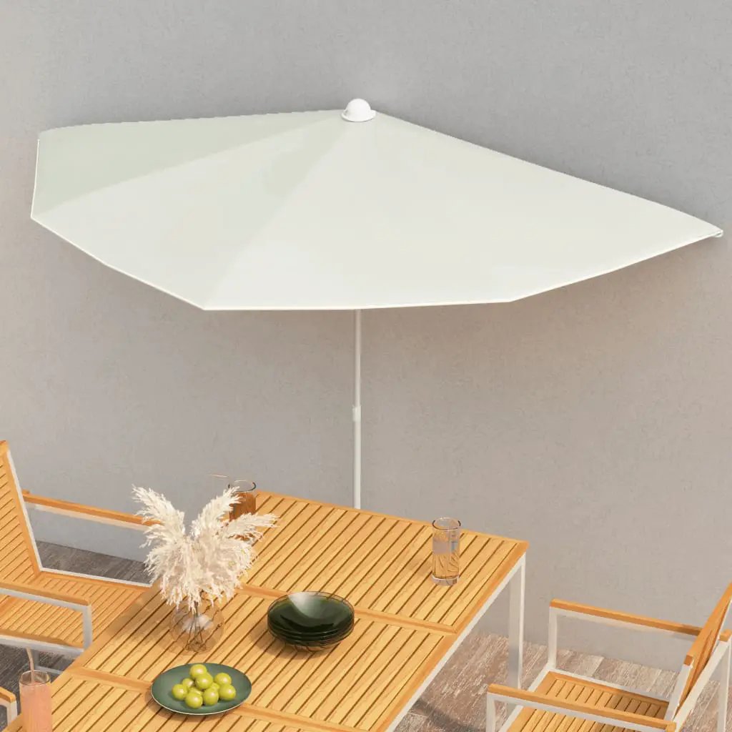 vidaXL vidaXL Garden Half Parasol with Pole 180x90 cm Sand - Parasol