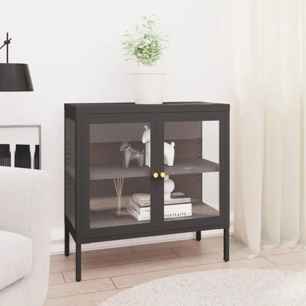 vidaXL vidaXL Sideboard Black 70x35x70 cm Steel and Glass - Sideboard