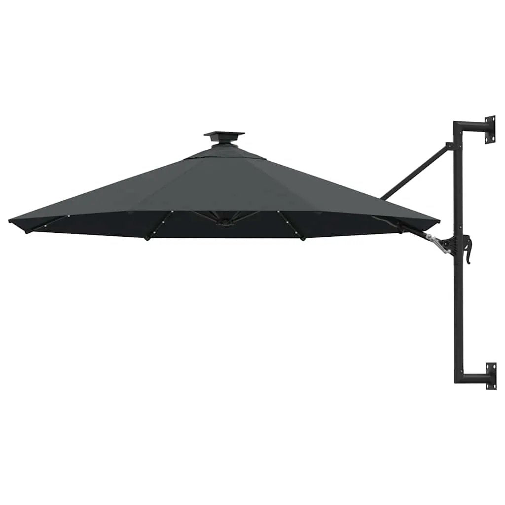 vidaXL vidaXL Wall-mounted Garden Parasol with LEDs 300 cm Sand - Parasol