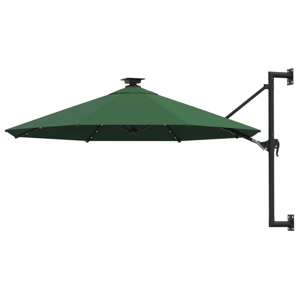 vidaXL vidaXL Wall-mounted Garden Parasol with LEDs 300 cm Sand - Parasol