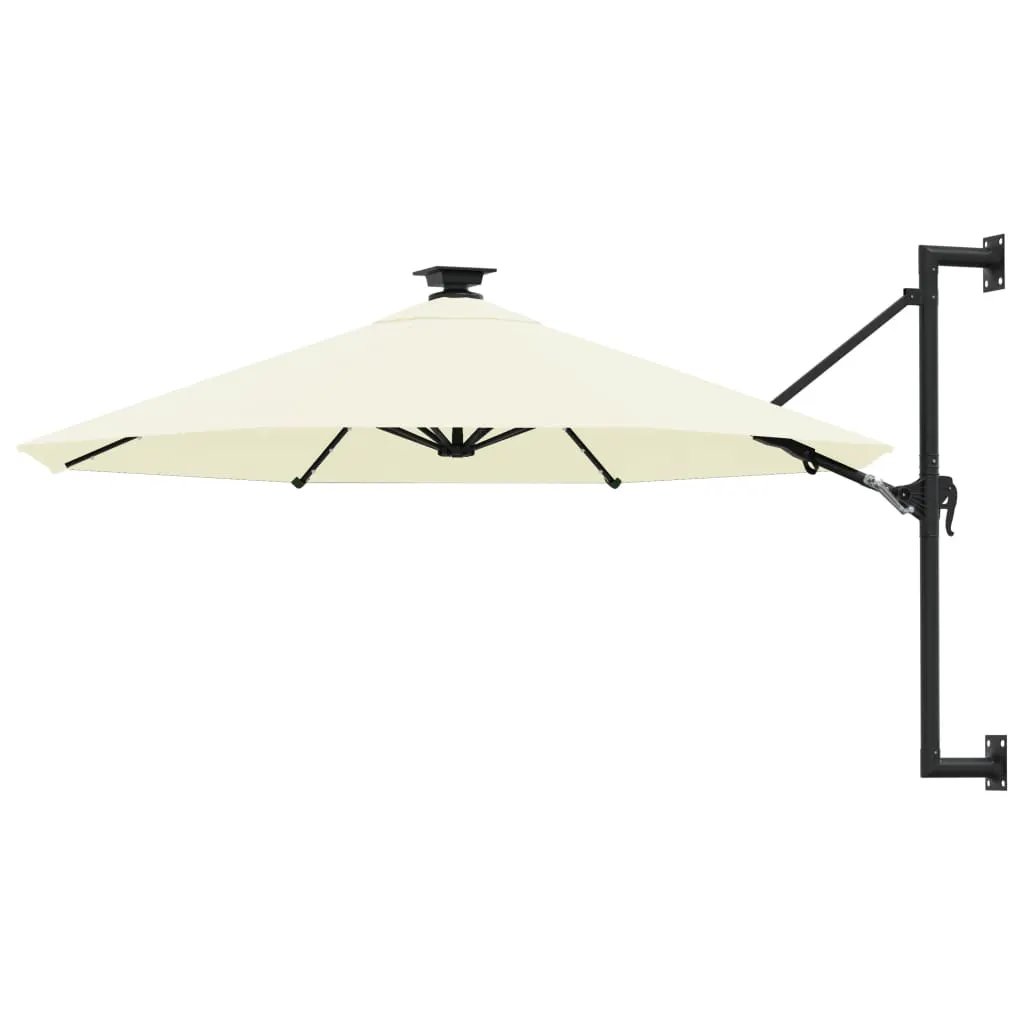 vidaXL vidaXL Wall-mounted Garden Parasol with LEDs 300 cm Sand - Parasol