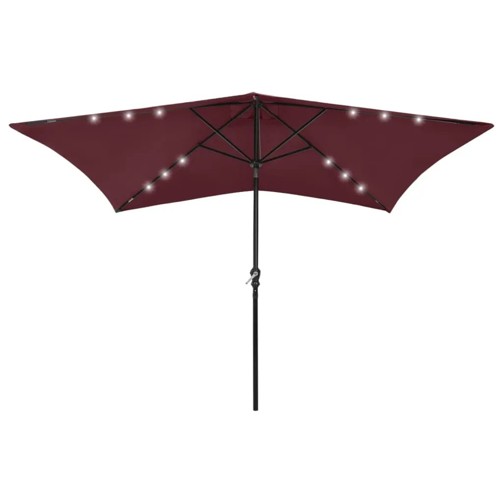 vidaXL vidaXL Garden Parasol with LEDs and Steel Pole Sand 2x3 m - Parasol