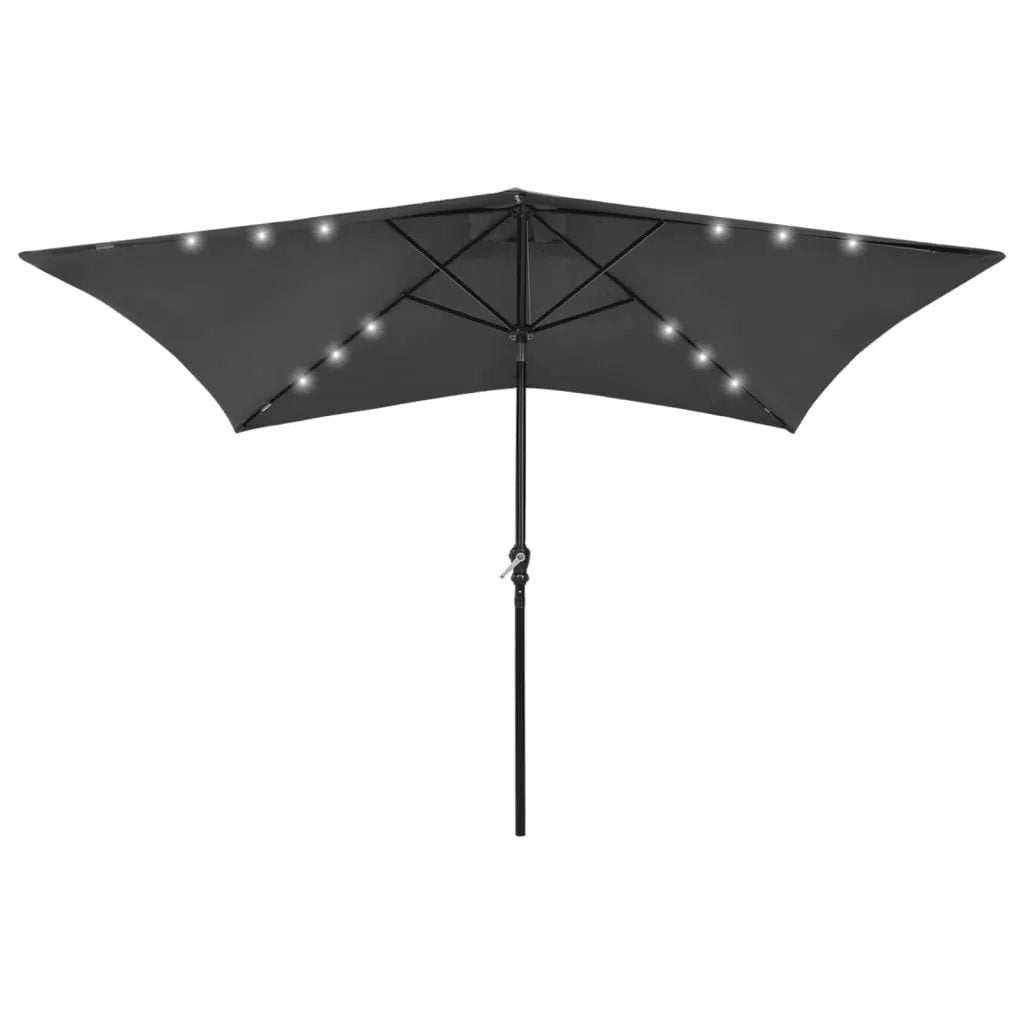 vidaXL vidaXL Garden Parasol with LEDs and Steel Pole Sand 2x3 m - Parasol