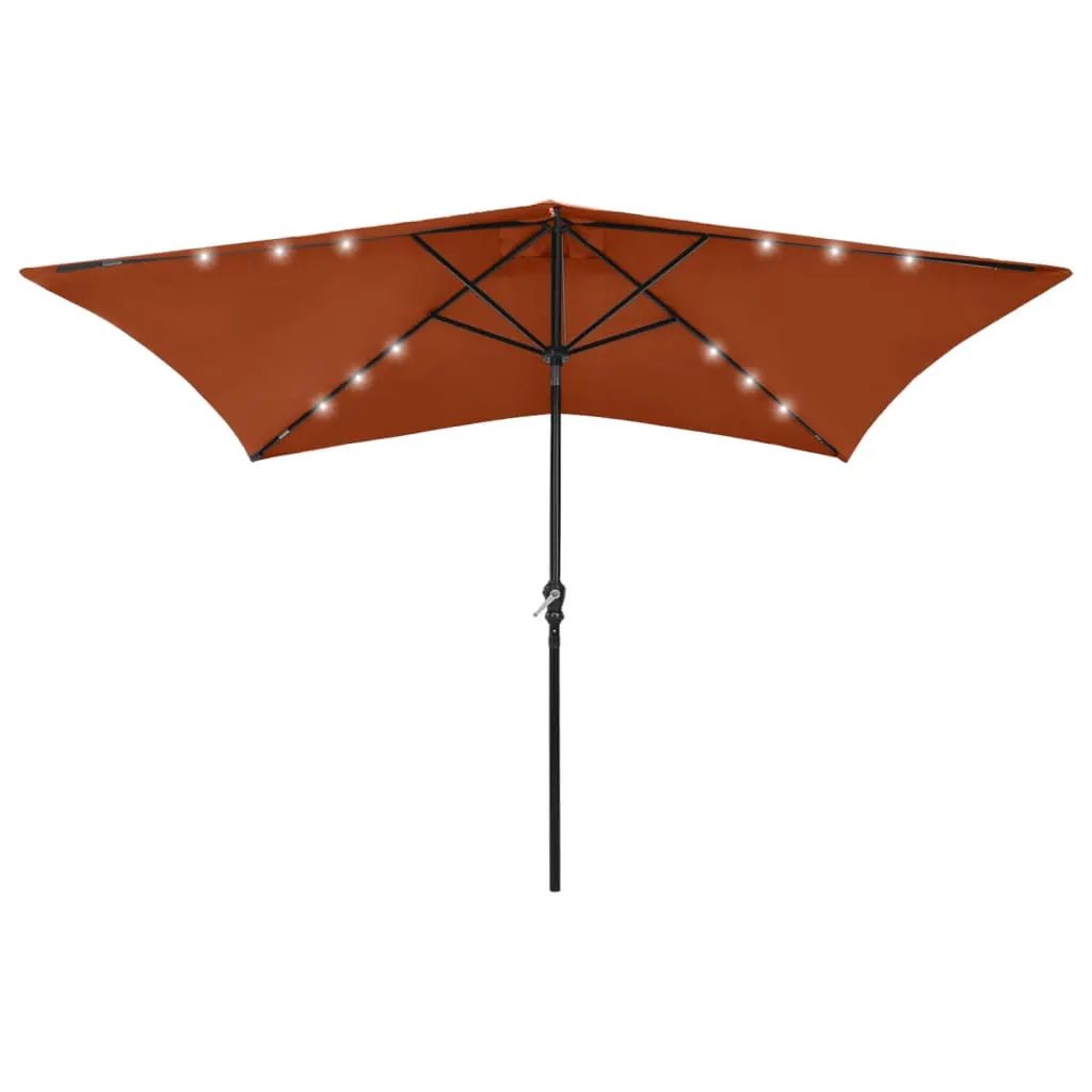vidaXL vidaXL Garden Parasol with LEDs and Steel Pole Sand 2x3 m - Parasol