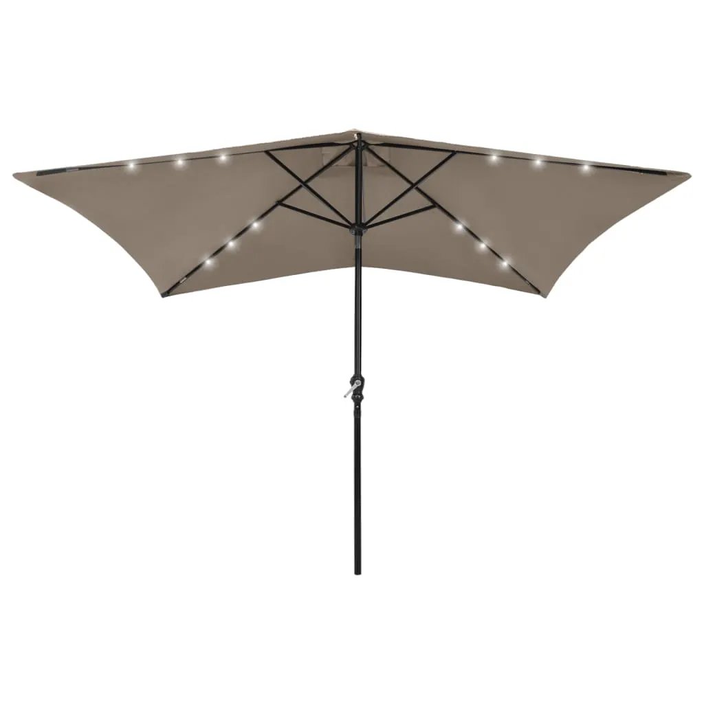 vidaXL vidaXL Garden Parasol with LEDs and Steel Pole Sand 2x3 m - Parasol