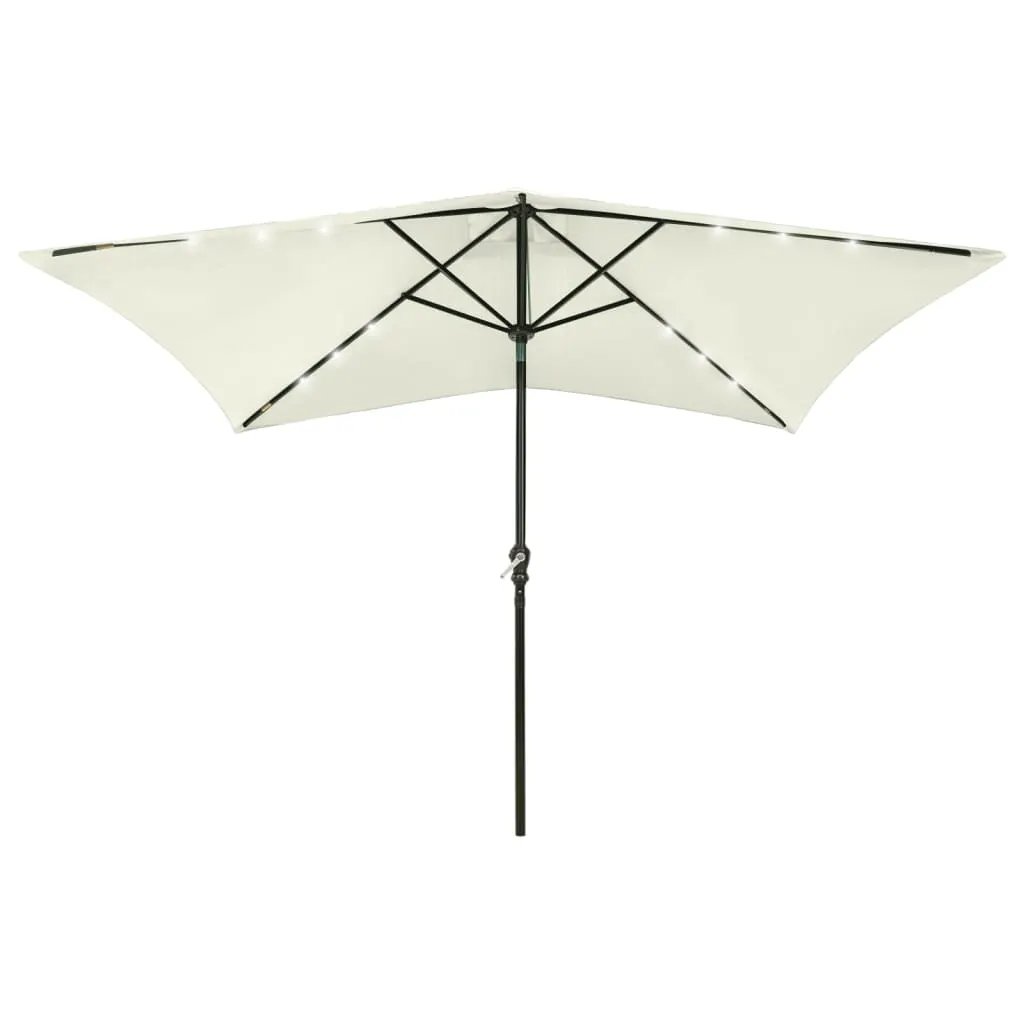 vidaXL vidaXL Garden Parasol with LEDs and Steel Pole Sand 2x3 m - Parasol