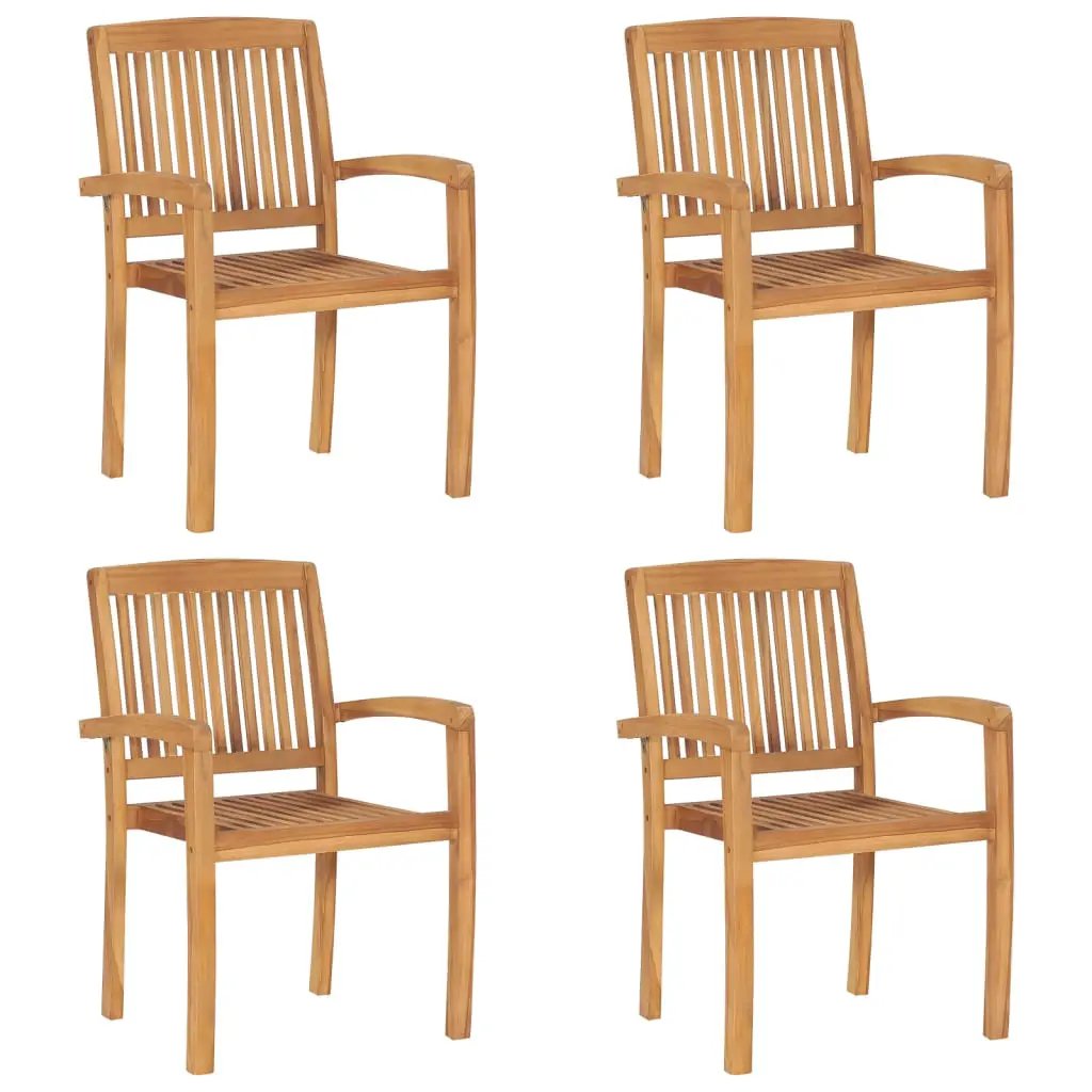 vidaXL vidaXL Stacking Garden Dining Chairs 2 pcs Solid Teak Wood - Garden Chairs
