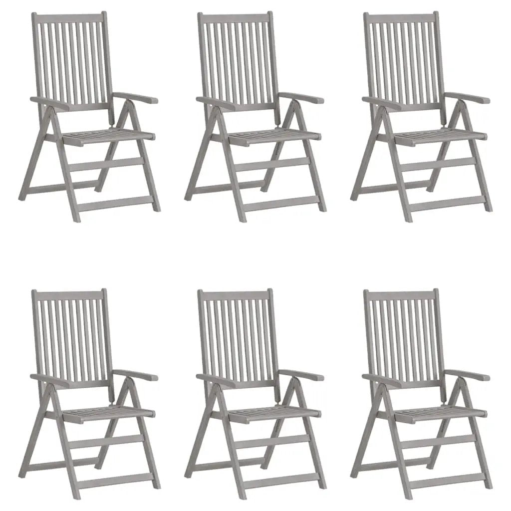vidaXL vidaXL Garden Reclining Chairs 2 pcs Grey Solid Acacia Wood - Folding Chairs