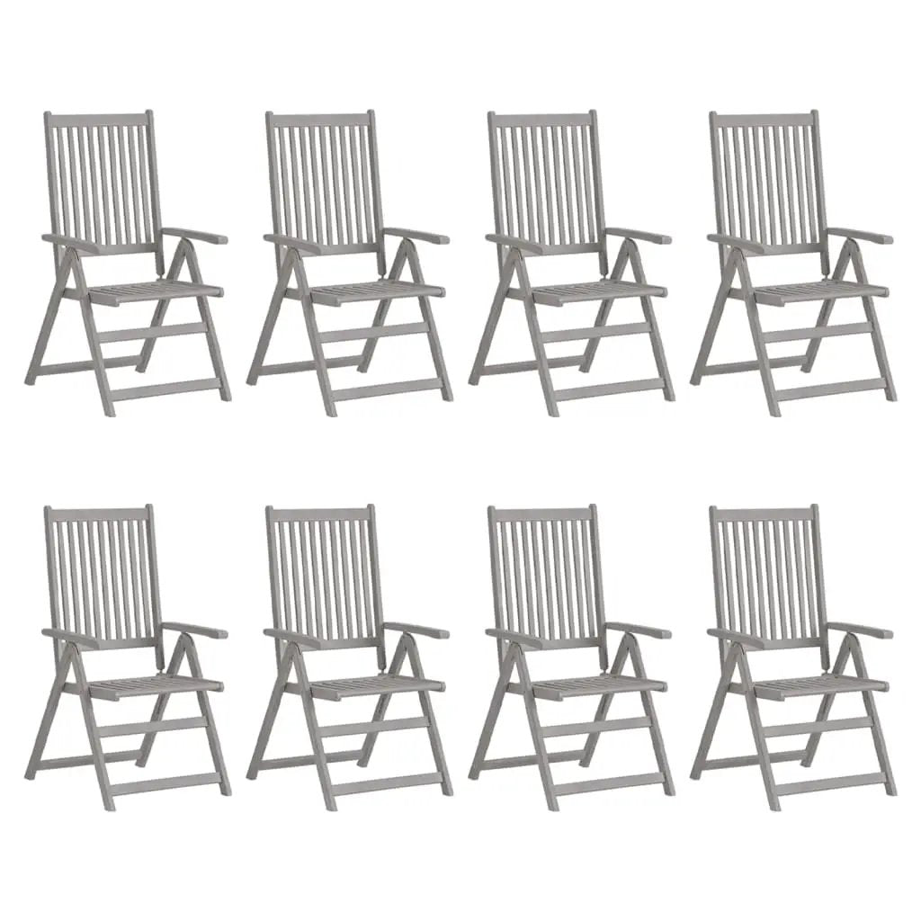 vidaXL vidaXL Garden Reclining Chairs 2 pcs Grey Solid Acacia Wood - Folding Chairs
