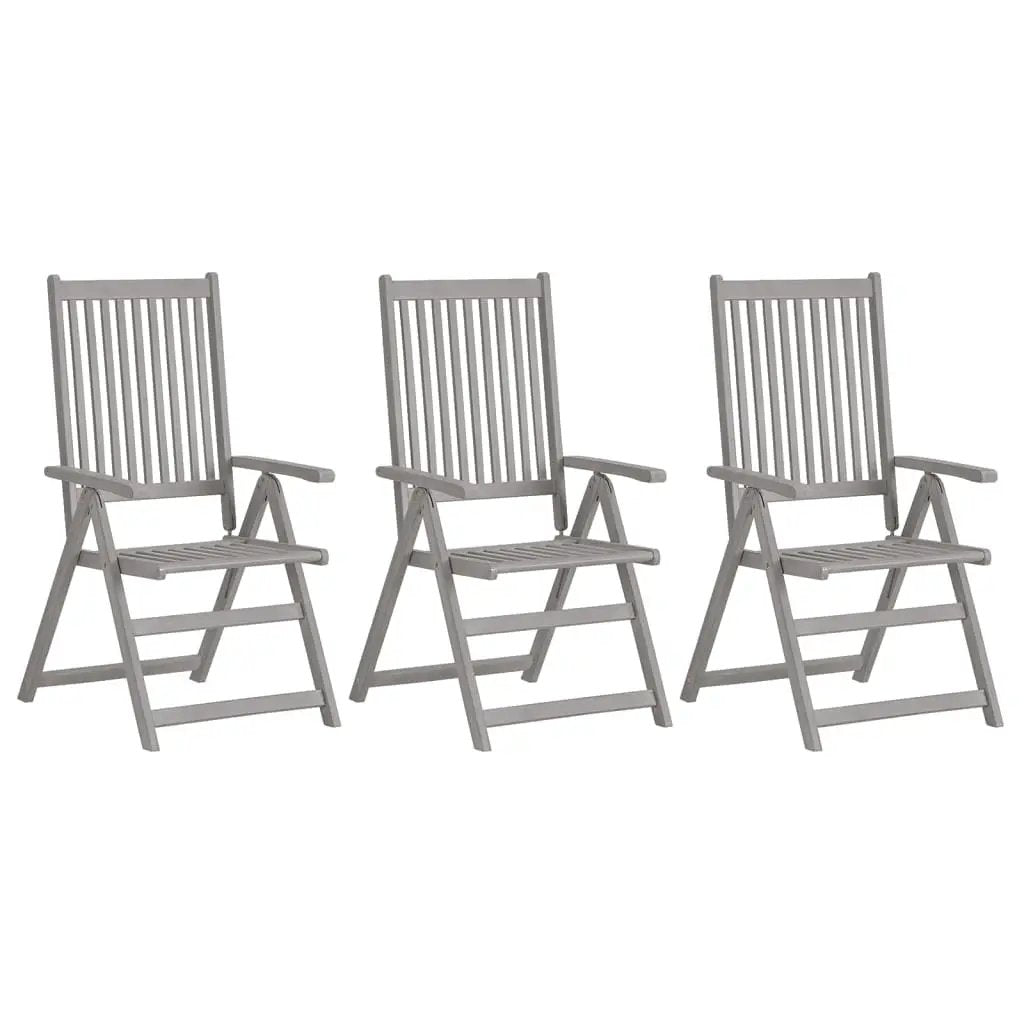 vidaXL vidaXL Garden Reclining Chairs 2 pcs Grey Solid Acacia Wood - Folding Chairs