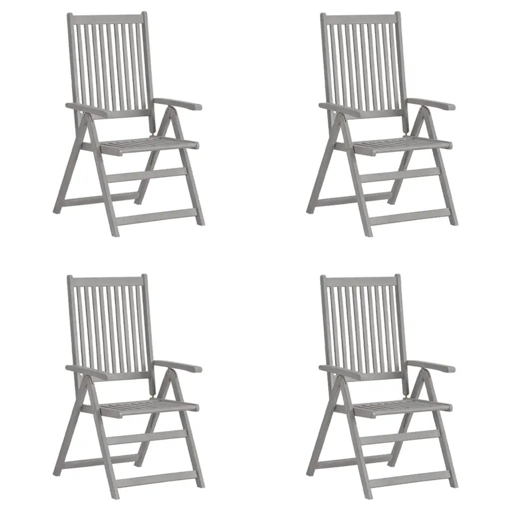vidaXL vidaXL Garden Reclining Chairs 2 pcs Grey Solid Acacia Wood - Folding Chairs