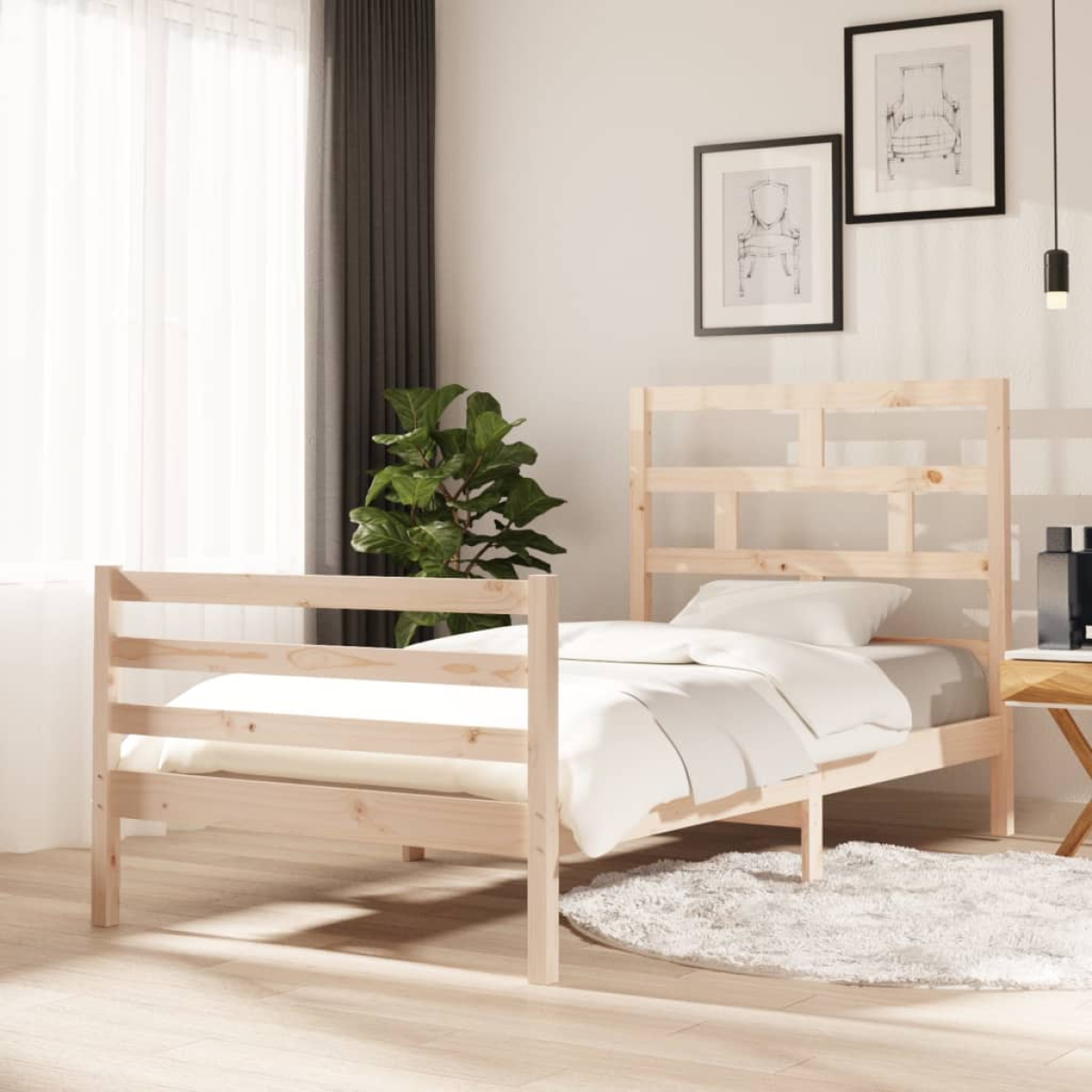 vidaXL Bed Frame | Natural wood | Solid pine wood | Single | Durable | Bed Frame - from vidaXL