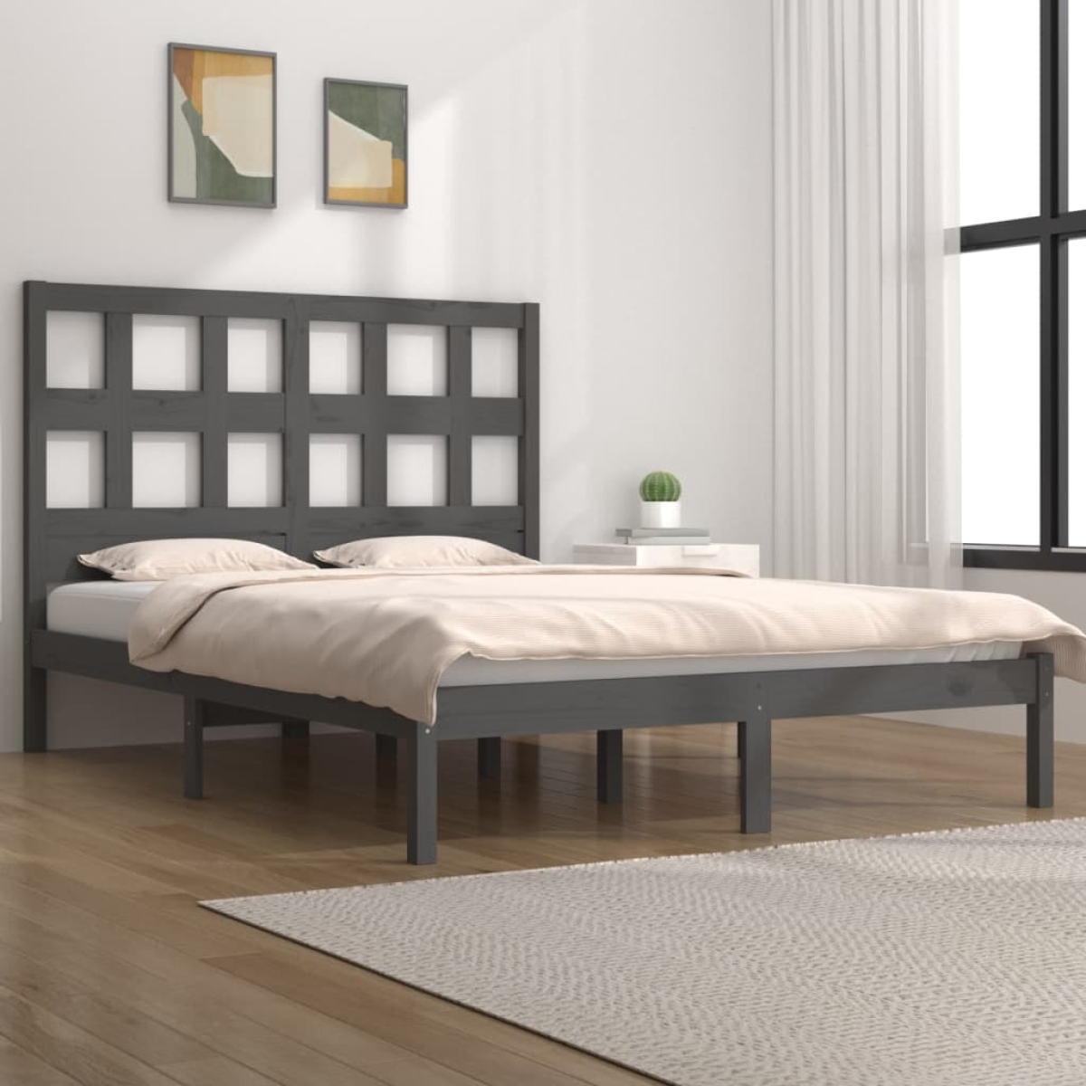 vidaXL Bed Frame | Black | Solid pine wood | Durable | Bed Frame | Rectangular - from vidaXL