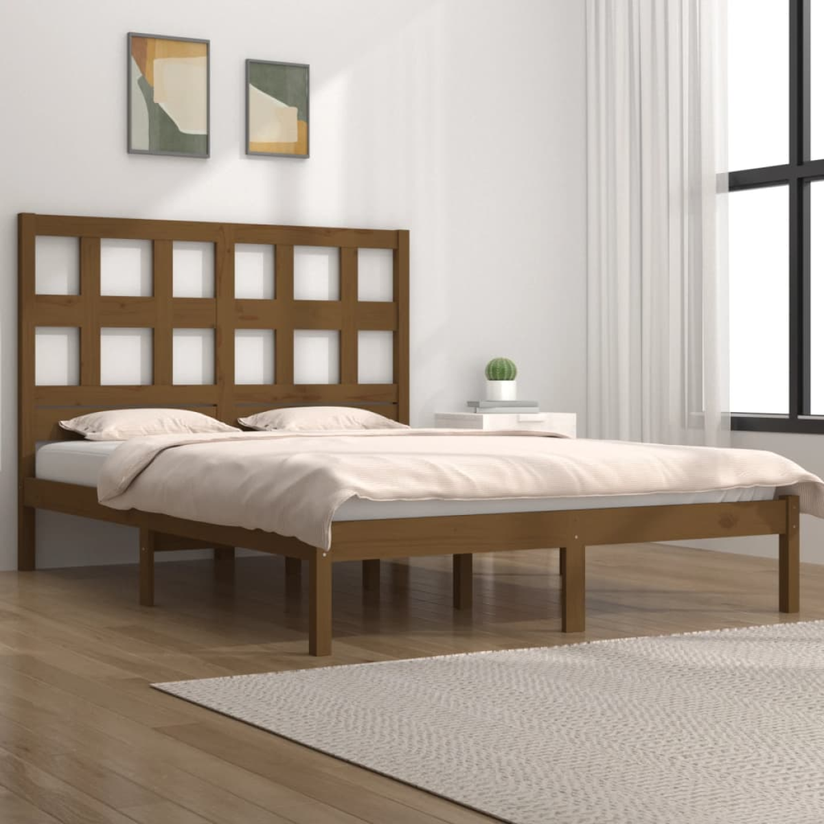 vidaXL Bed Frame | Black | Solid pine wood | Durable | Bed Frame | Rectangular - from vidaXL