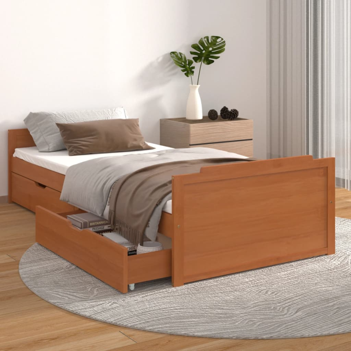 vidaXL Bed Frame | Natural Pine | Solid Pine Wood | Single | Bed Frame - from vidaXL