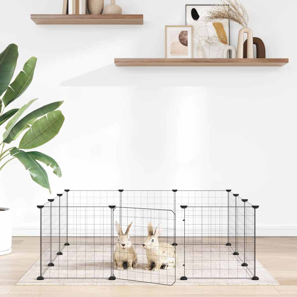 vidaXL Pet Cage | Black | Powder-Coated Steel - from vidaXL
