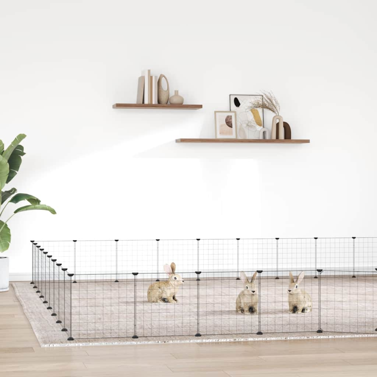 vidaXL Pet Cage | Black | Powder-Coated Steel - from vidaXL