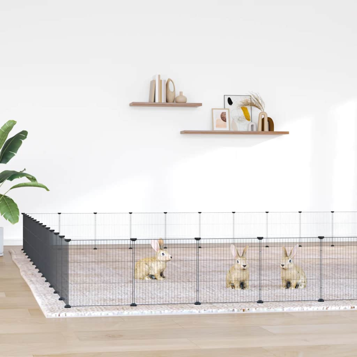 vidaXL Pet Cage | Black | Powder-Coated Steel - from vidaXL