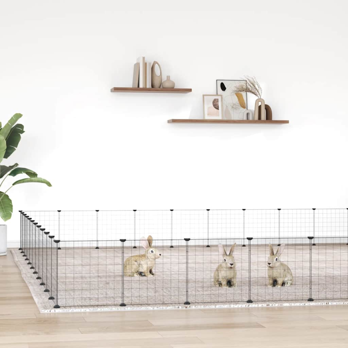 vidaXL Pet Cage | Black | Powder-Coated Steel - from vidaXL