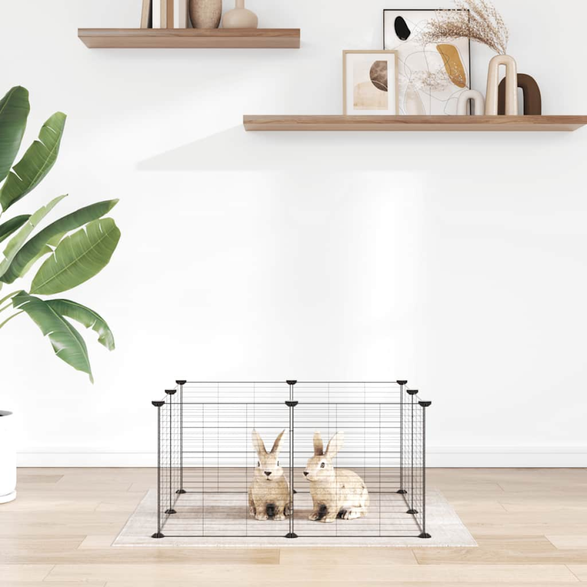 vidaXL Pet Cage | Black | Powder-Coated Steel - from vidaXL