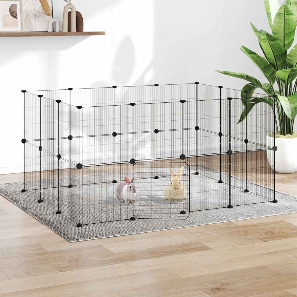 vidaXL 8-Panel Pet Cage Black 35x35 cm Steel - from vidaXL