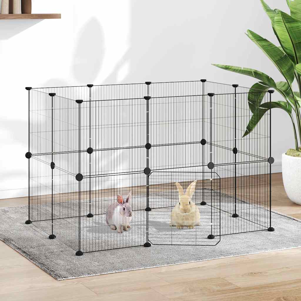 vidaXL 8-Panel Pet Cage Black 35x35 cm Steel - from vidaXL
